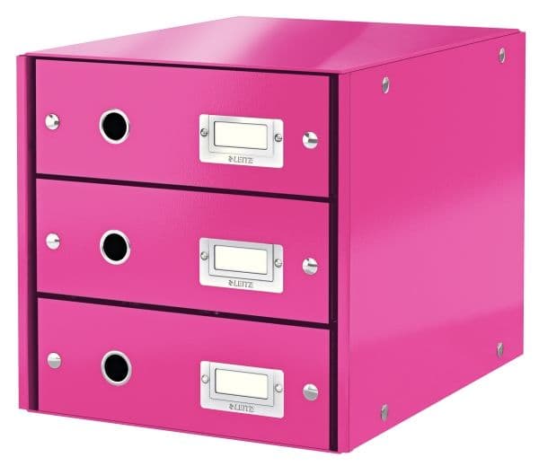 Leitz Click & Store WOW - Skuffskap - 3 skuffer - rosa