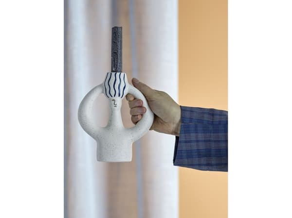 BLOOMINGVILLE Hatty ljusstake, blå, stengods