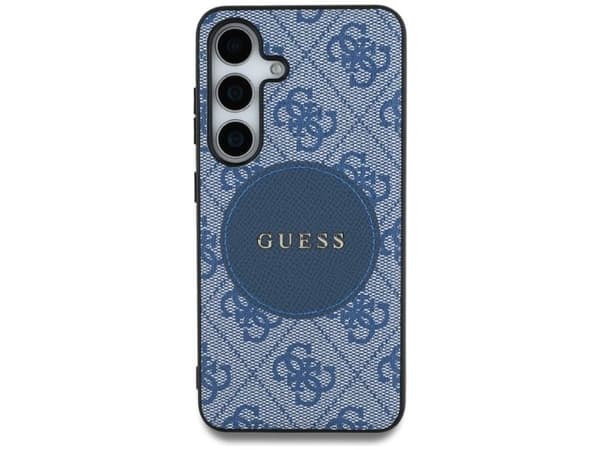 Guess 4G Round Patch Classic Logo MagSafe case for Samsung Galaxy S25 Plus blue