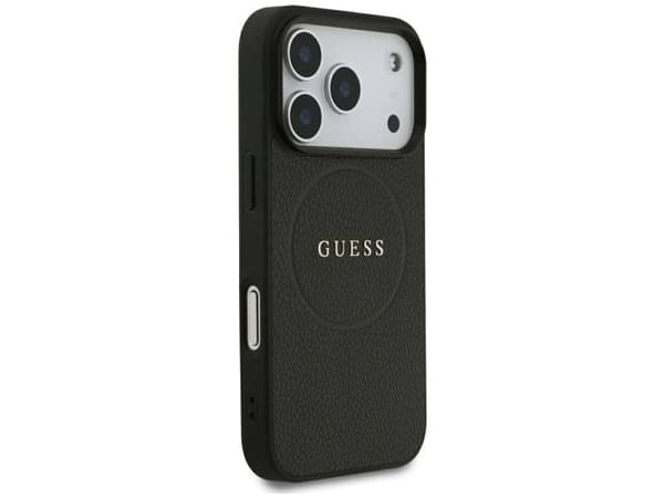 Etui Guess Grained Gold Ring MagSafe do iPhone 18 Pro / 17 Pro czarny