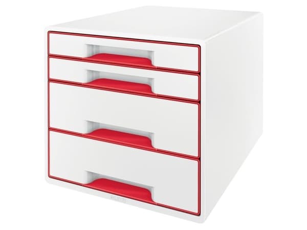Leitz WOW CUBE - Skuffskap - 4 skuffer - for A4 Plus - rød