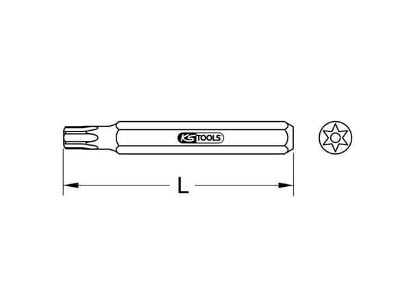 KS Tools 975.2115, 1 styck, Säkerhetstorx, Nickel, 75 mm, 70 g, Hexagonal