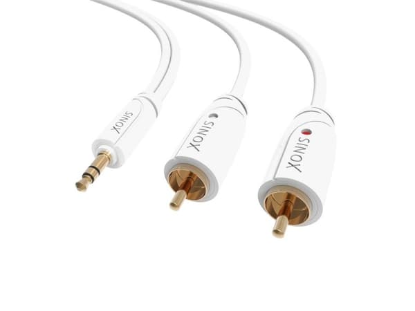 Sinox One mini jack til phono-kabel. 1m. Hvit