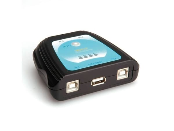 VALUE Manual USB 2.0 Printer Switch, Langallinen, 70 x 25 x 90 mm, 4 x USB