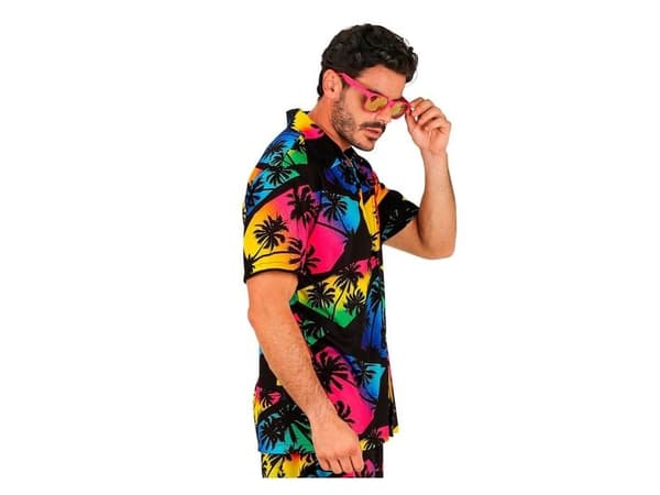Sort neon hawaii skjorte