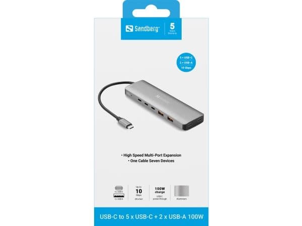 SANDBERG USB-C - 5 x USB-C + 2 x USB-A 100W
