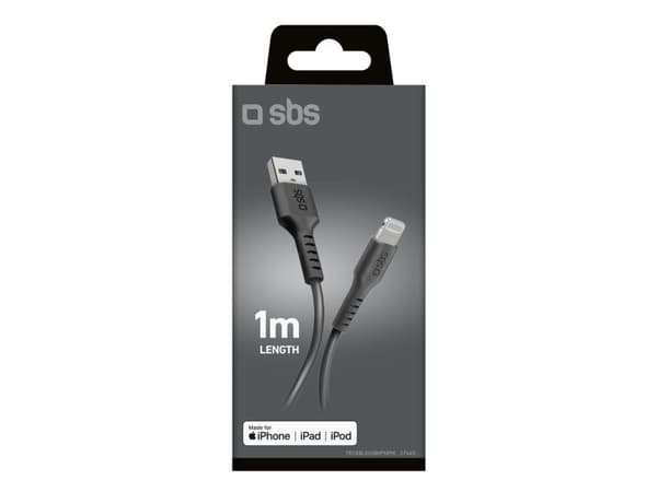SBS TECABLEUSBIP589K, 1 m, Lightning, USB A, Hanstik, Hanstik, Lajittelu