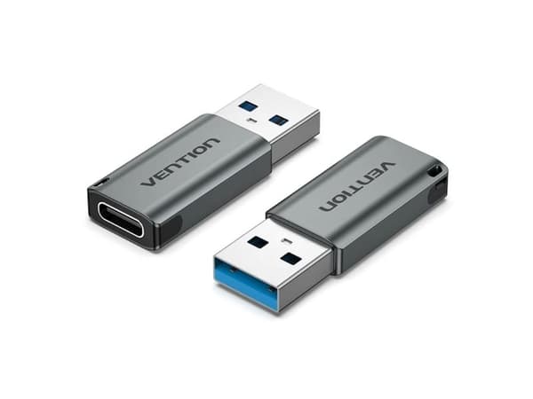 Adapter USB 3.0 Vention USB-A do USB-C szary stop aluminium