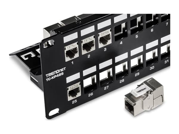 Trendnet TC-KP48S, Telinekiinnitys, 2U, Musta