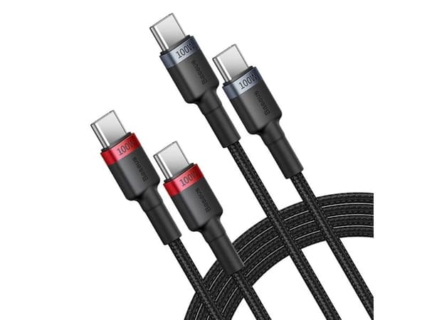 Baseus Cafule, 2 m, USB C, USB C, 480 Gbit/s, Svart, Grå, Rød