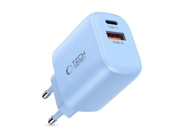 Tech-Protect NCA30 väggladdare PD 30W QC3.0 USB-A / USB-C - blå