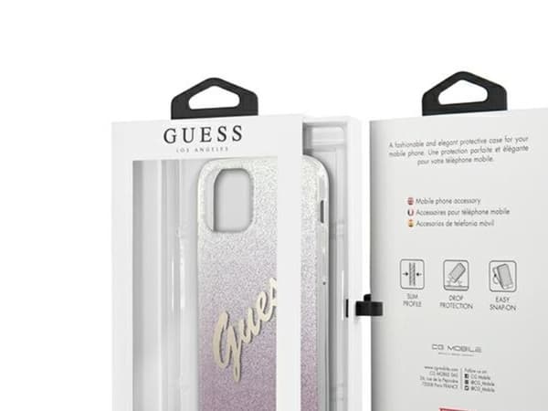 Guess GUHCP12LPCUGLSPI iPhone 12 Pro Max 6,7" rosa/rosa hardcase Glitter Gradient Script