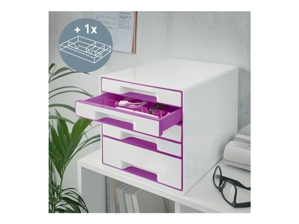 Leitz WOW CUBE - Lådskåp - 5 lådor - för A4 Maxi - violett