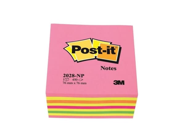 Post-it Notes kubusblok, assorterede farver, 76 mm x 76 mm, 450 ark