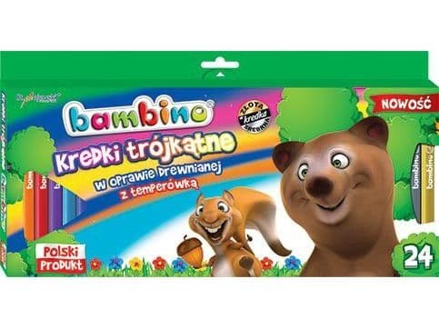 BAMBINO triangulära pennor 24 st i trä + vässare MAJEWSKI