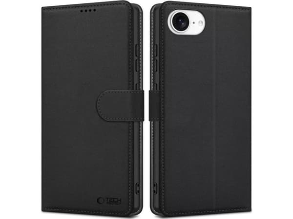 Tech-Protect plånboksfodral för iPhone 16e / 17e - matt svart