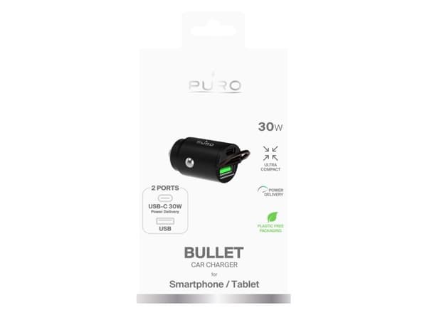 Puro Mini 30W Strømforsyning USB-C USB-A billader - svart