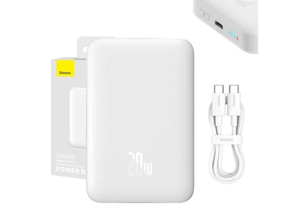 Baseus Magnetic Mini 10000mAh 20W vit