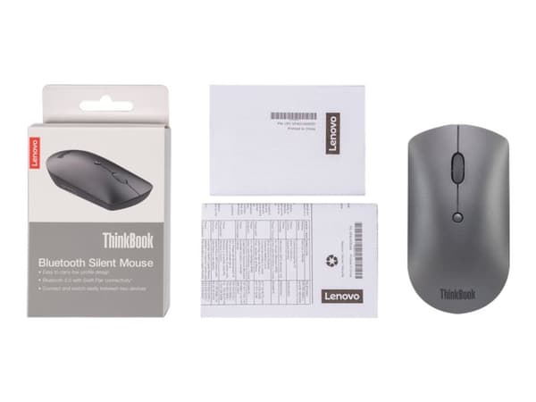 Lenovo ThinkBook, Molempikätinen, Optinen, Bluetooth, 2400 DPI, Harmaa
