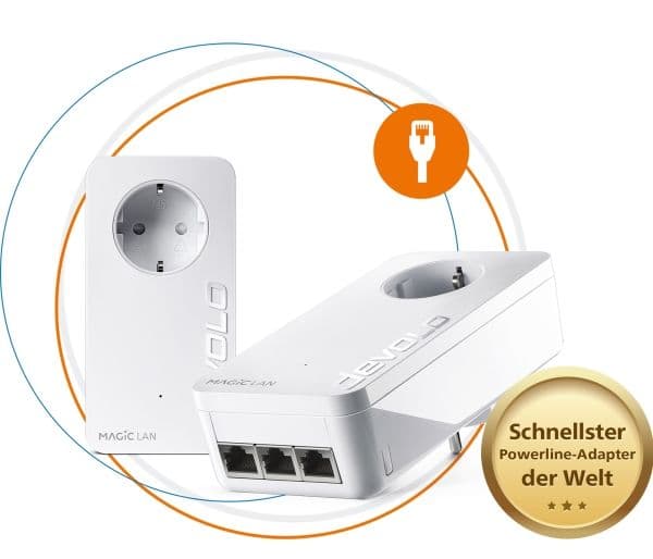 devolo Magic 2 LAN triple - Starter Kit - bro 1GbE, HomeGrid - veggpluggbar