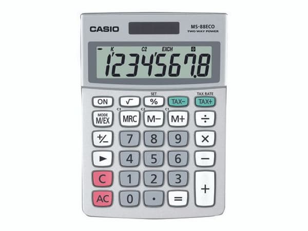 Casio MS-88ECO - Skrivebordskalkulator - 8 sifre - batteri, solpanel