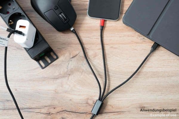 PYTHON 1,20 m USB 6-i-1 laddningskabel USB-A och USB-C till Micro B - Digital/Data - 1,2 m (PY-USB001S)