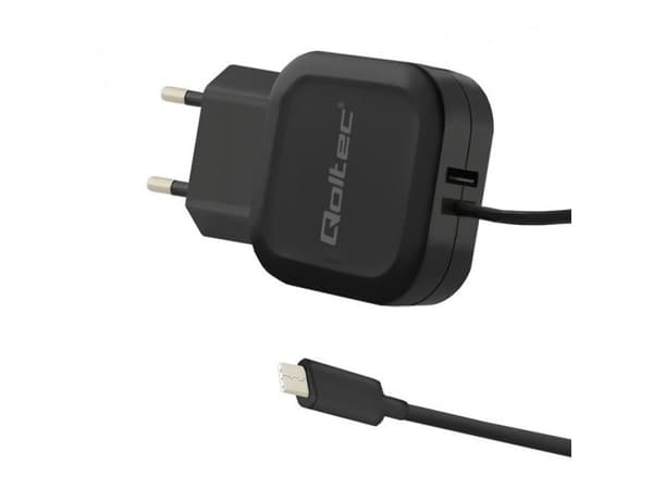 Qoltec - Strömadapter - 17 Watt - 3.4 A - 2 utdatakontakter (USB, USB-C) - svart