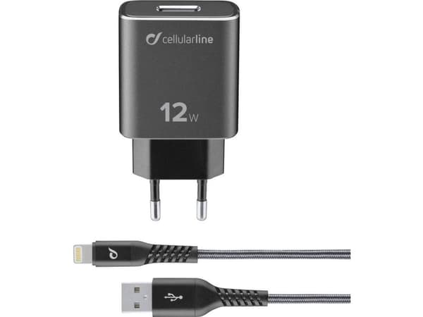 Cellularline TETRACHKITMFIPH2AK, Sisätila, AC, 1 m, Musta