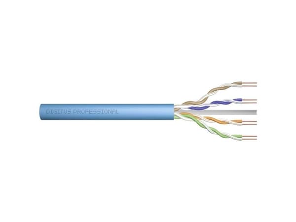 DIGITUS - Samlet kabel - 305 m - U/UTP, uskjermet - simpleks - CAT 6a - solid - lys blå, RAL 5012