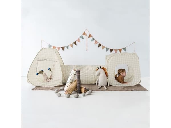 3 Sprouts tält- och tunnelset, Gingham beige