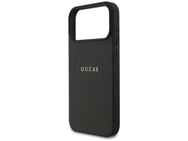 Hurtel Guess grained ring MagSafe-deksel til iPhone 17 Pro Max, svart