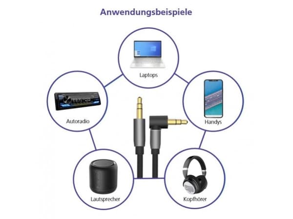 Helos anslutningskabel, jack 3,5 mm plugg/plugg 90