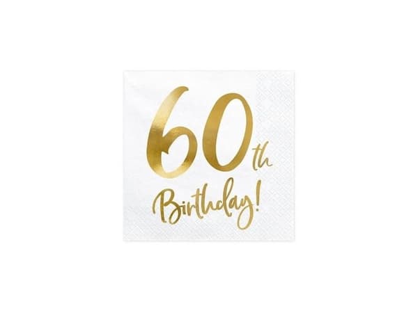 Servietter 60th birthday, guld