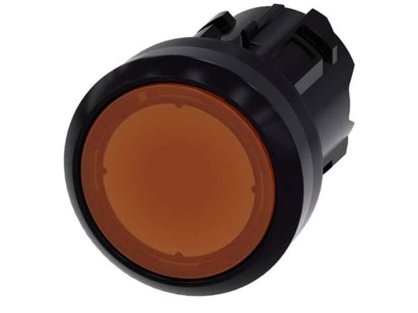 Lys tryckknapp 22 mm rund plast, orange knapp