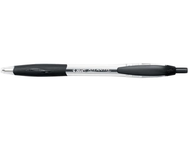Kuglepen BIC Atlantis, medium, sort - (æske á 12 stk.)