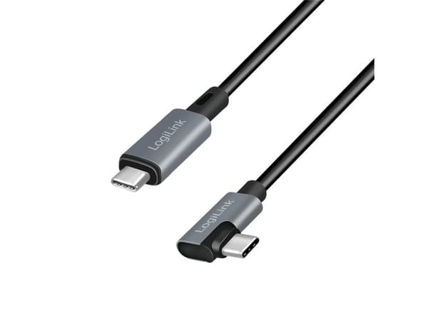 LogiLink CU0182, 1 m, USB C, USB C, USB 2.0, 0,48 Gbit/s, Sort, Sølv