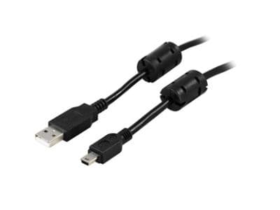 USB 2.0 kaapeli TypeA Type MiniB ferriittivärit 2m musta