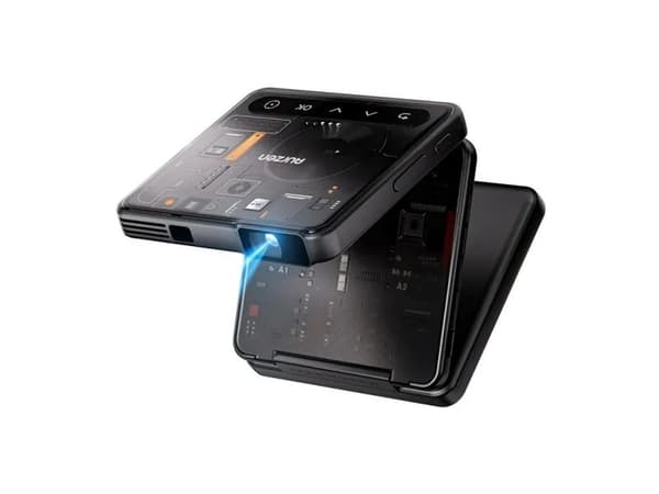 Aurzen ZIP Tri-Fold Portable Mini Projector (Black/Cyber)