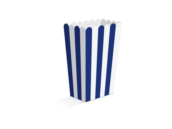 Blå og hvite stripete snackbokser, 8 stk