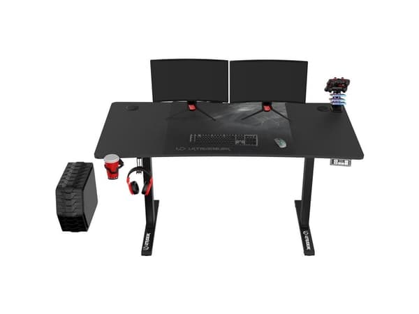 Ultradesk Level V2, Rett, Rektangulær form, Stål, Spilling, Sort, Sort