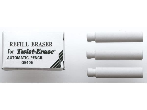 Pentel Twist Erase suddgummi refill E10, vit (3 st.)