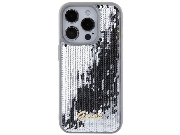 Guess GUHCP15LPSFDGSS iPhone 15 Pro 6.1" silver/silver hardcase Sequin Script Metal