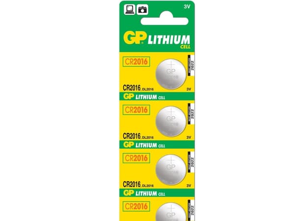 GP Batteries Lithium Cell CR2016, Engangsbatteri, CR2016, Lithium, 3 V, 5 stykker, Rustfritt stål