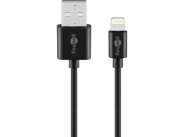 Goobay 63523, 1 m, Lightning, USB A, Hankjønn, Hankjønn, Sort