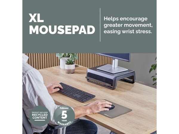 Fellowes Breyta - Musmatta - extra stor - grå