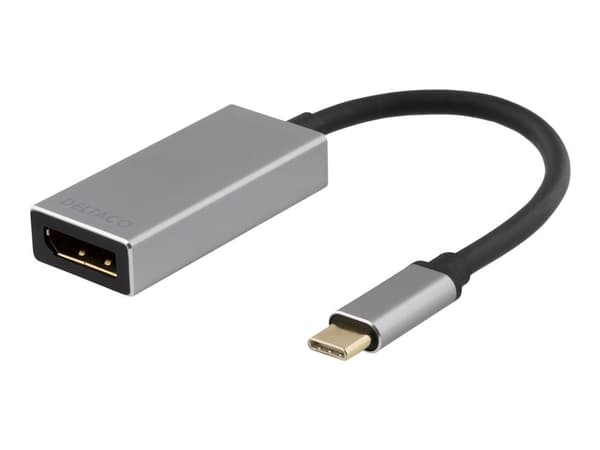 DELTACO USBC-DP2 - Ekstern videoadapter - USB-C - DisplayPort - rymdgrått