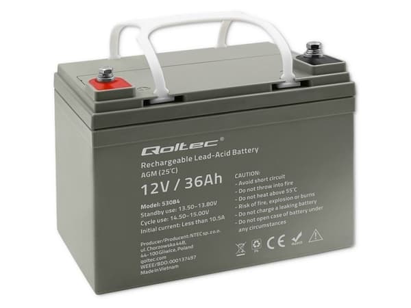 Qoltec AGM batteri | 12V | 36Ah | maks.540A