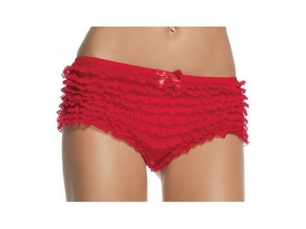 Punaiset hotpants röyhelöt