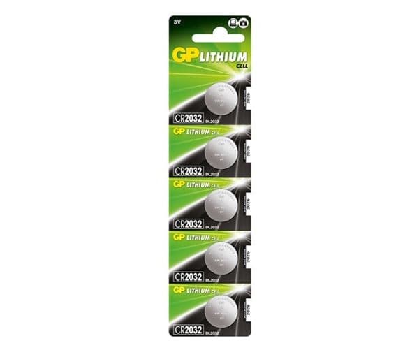 GP knapcelle, Lithium, CR2032, 5-pak