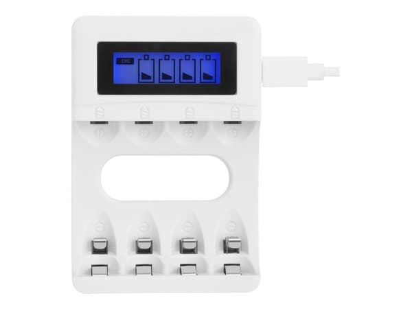 DELTACO - 4-6 t batterilader - (for 4xAA/AAA) - hvit